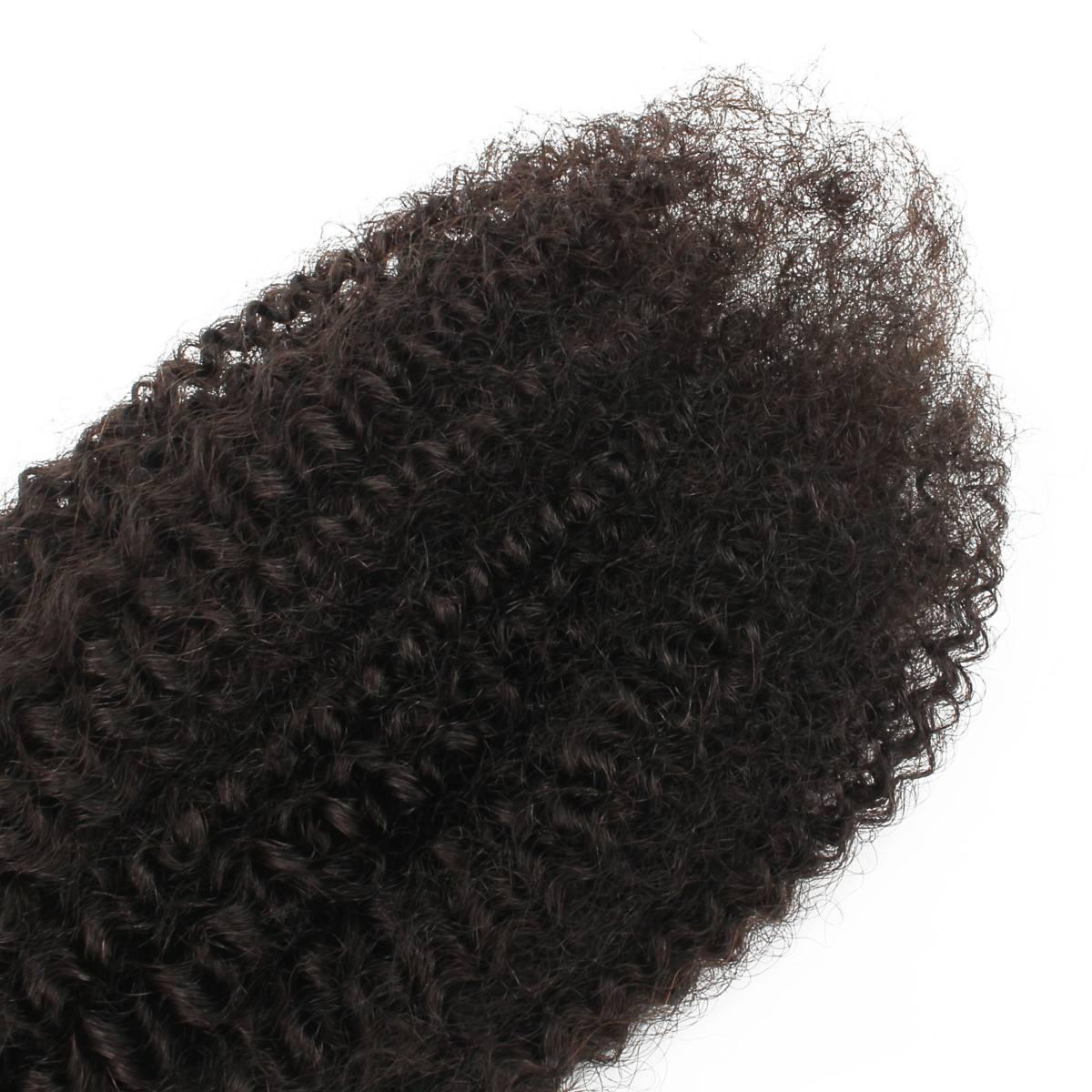 Curly Hair Extensions - Afro Kinky Bulk Human Braiding Hair - Natural Black (1B) - curl texture and ends close-up