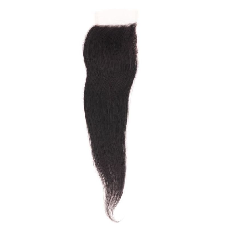 Hair Extensions - Brazilian Silky Straight 4x4 HD Closure - Natural Black (1B) - closure piece top view