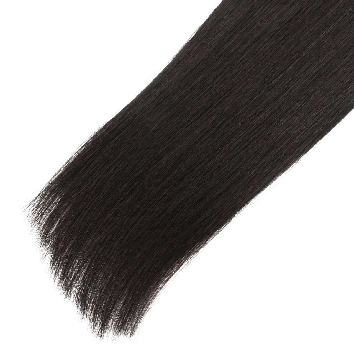Hair Extensions - Brazilian Straight Bulk Human Braiding Hair - Natural Black (1B) - straight hair texture close-up