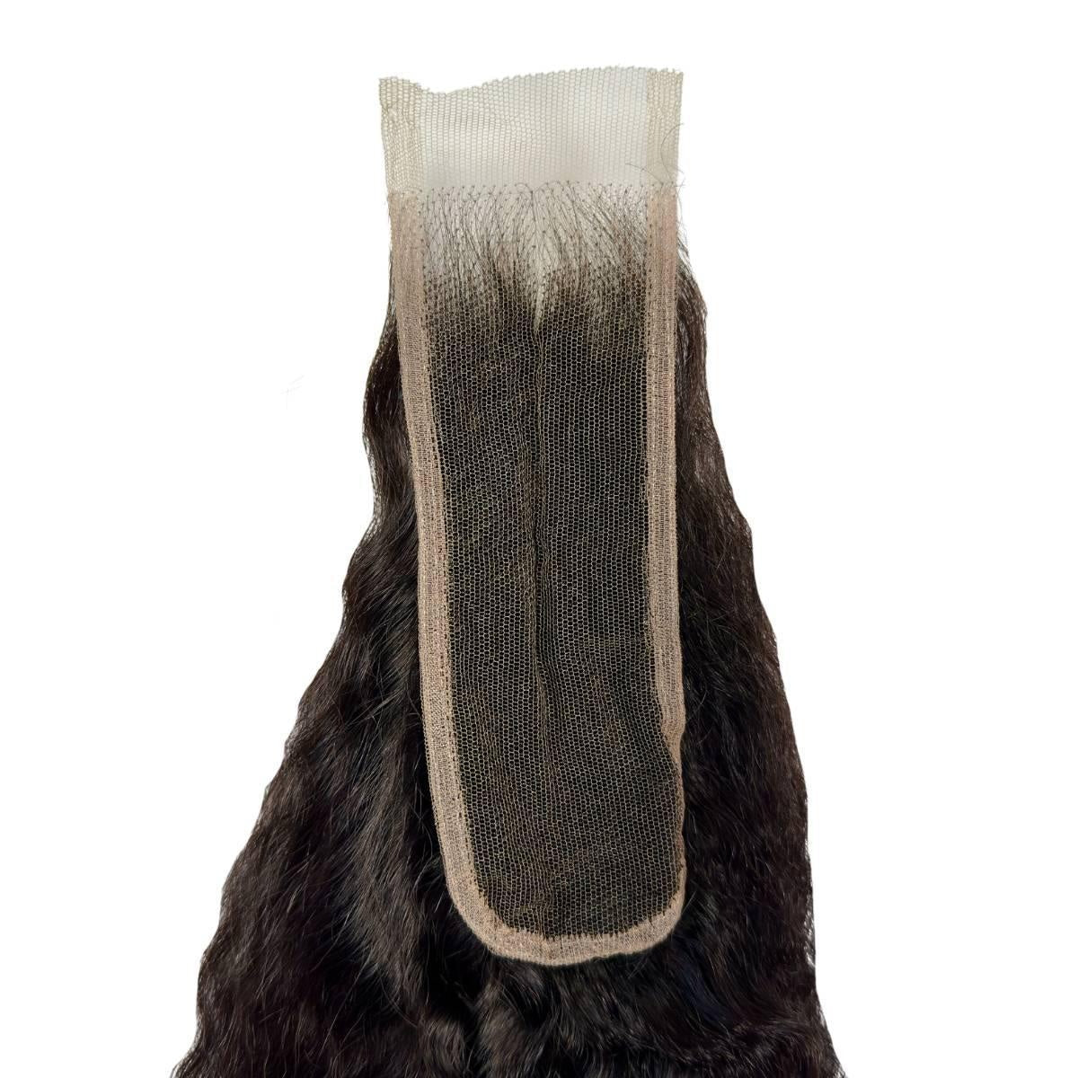 Kinky Straight 2x6 HD Lace Closure - lace base close-up, parting