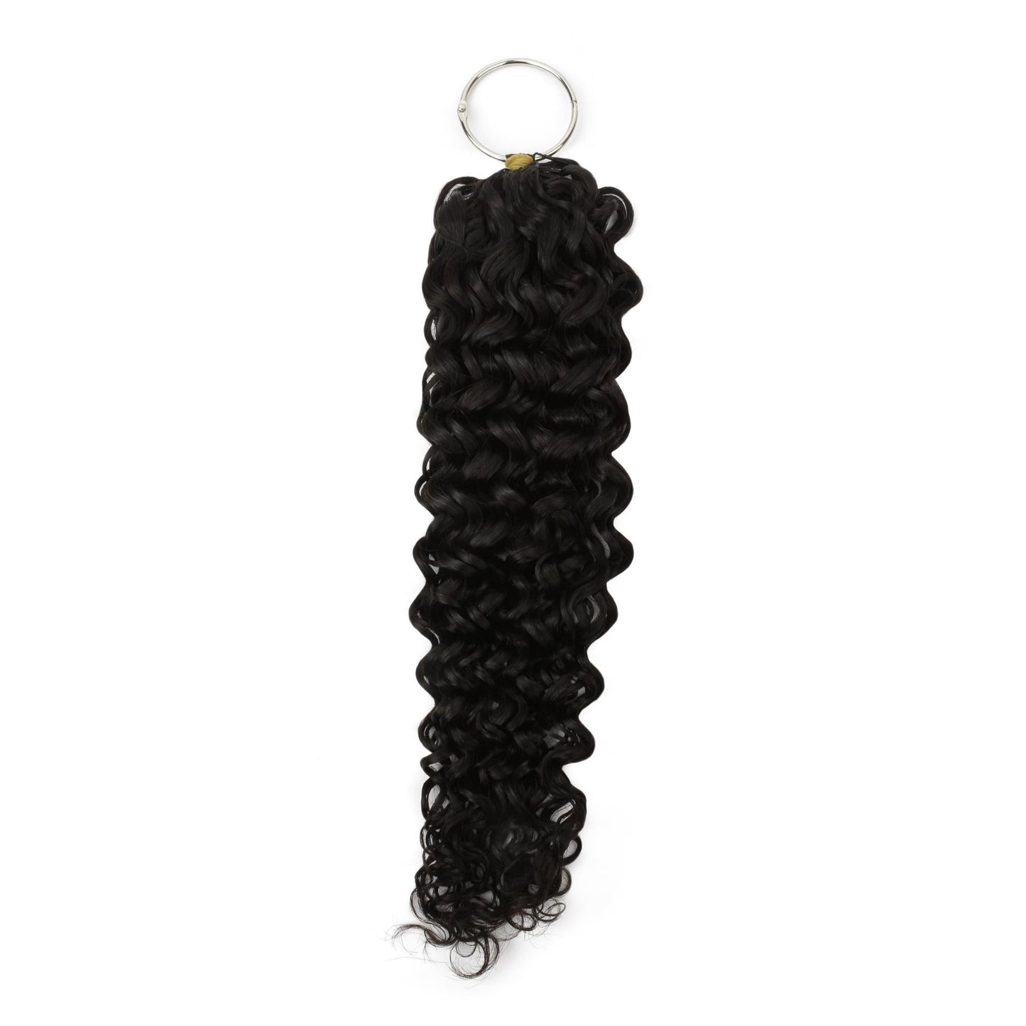 16" Water Wave Feather Crochet - full length on swatch ring