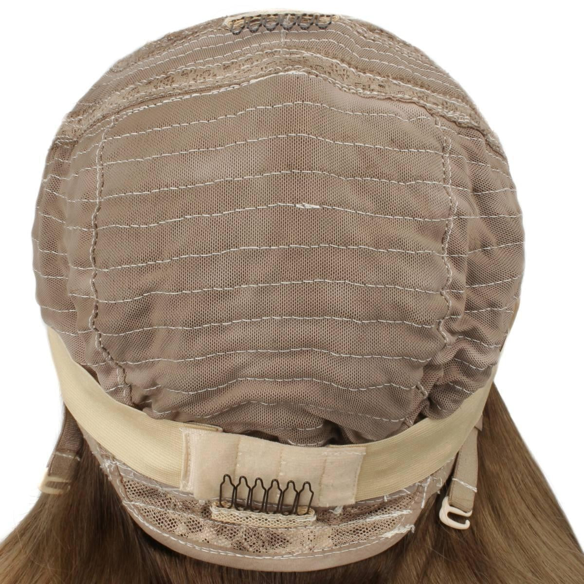 Raw Body Wave Glueless 5x5 HD Lace Closure Wig - Chocolate Brown / Platinum Blonde / Blonde Ombre (4/60/613) - cap interior back with adjustable hook-and-strap band