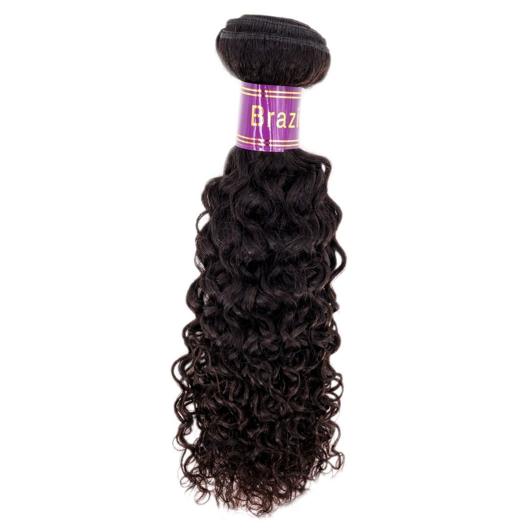 Sew In Hair Extensions - Brazilian Kinky Curly - Natural Black (1B) - single bundle full length showing curly texture