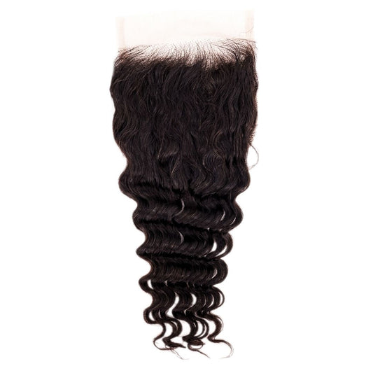 Brazilian Deep Wave 4x4 Transparent Lace Closure