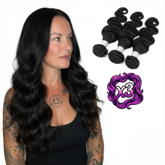 Sew In Hair Extensions - Brazilian Loose Wave 3 Bundle Deal - Natural Black (1B)