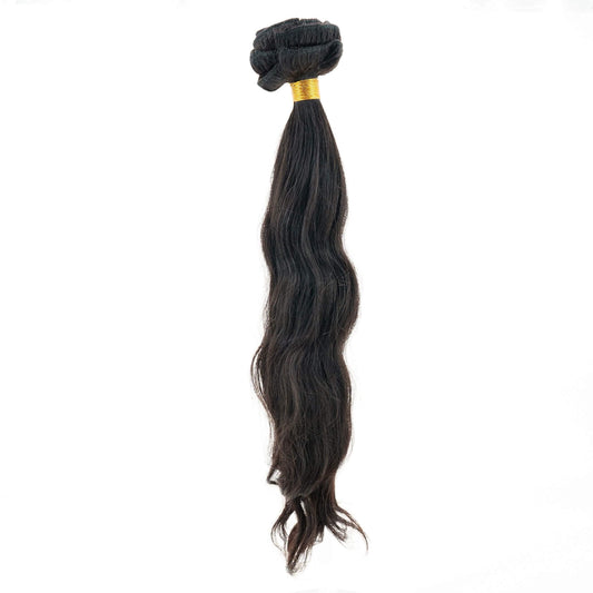 Clip In Hair Extensions - Indian Curly - Natural Black (1B) - bundled set showing full length