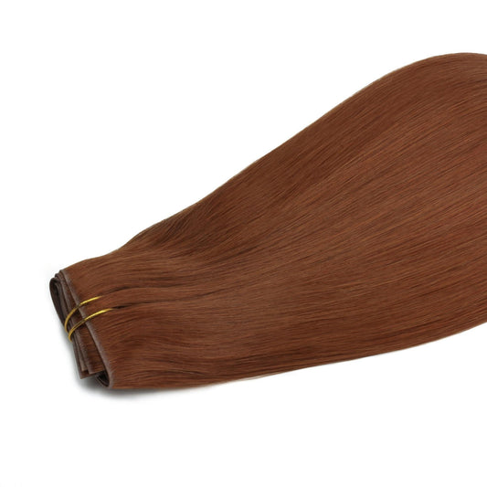 Copper Invisible Clip-ins - tied weft bundle, length shown straight