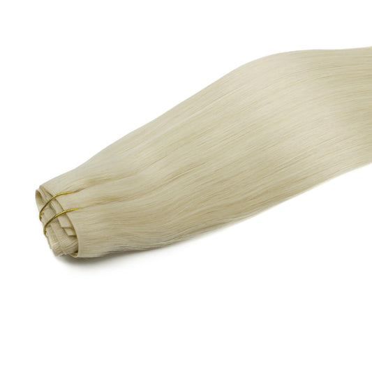Platinum Blonde Invisible Clip-ins - weft bundle tied, full length