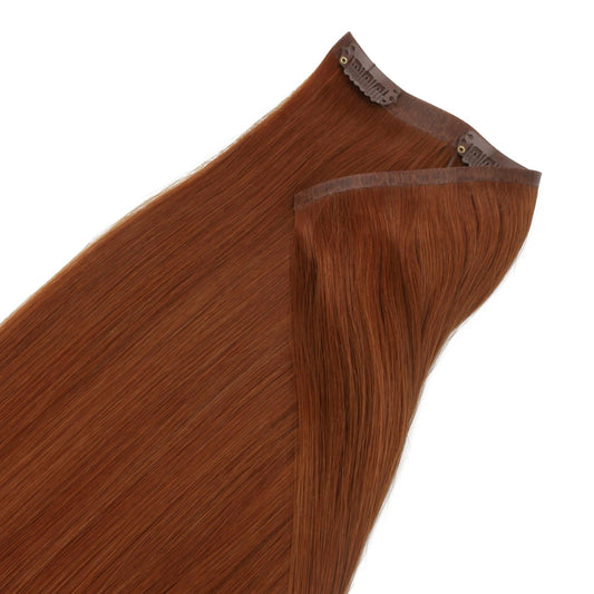 Copper Seamless Clip-ins - close-up of clip wefts and seamless tabs