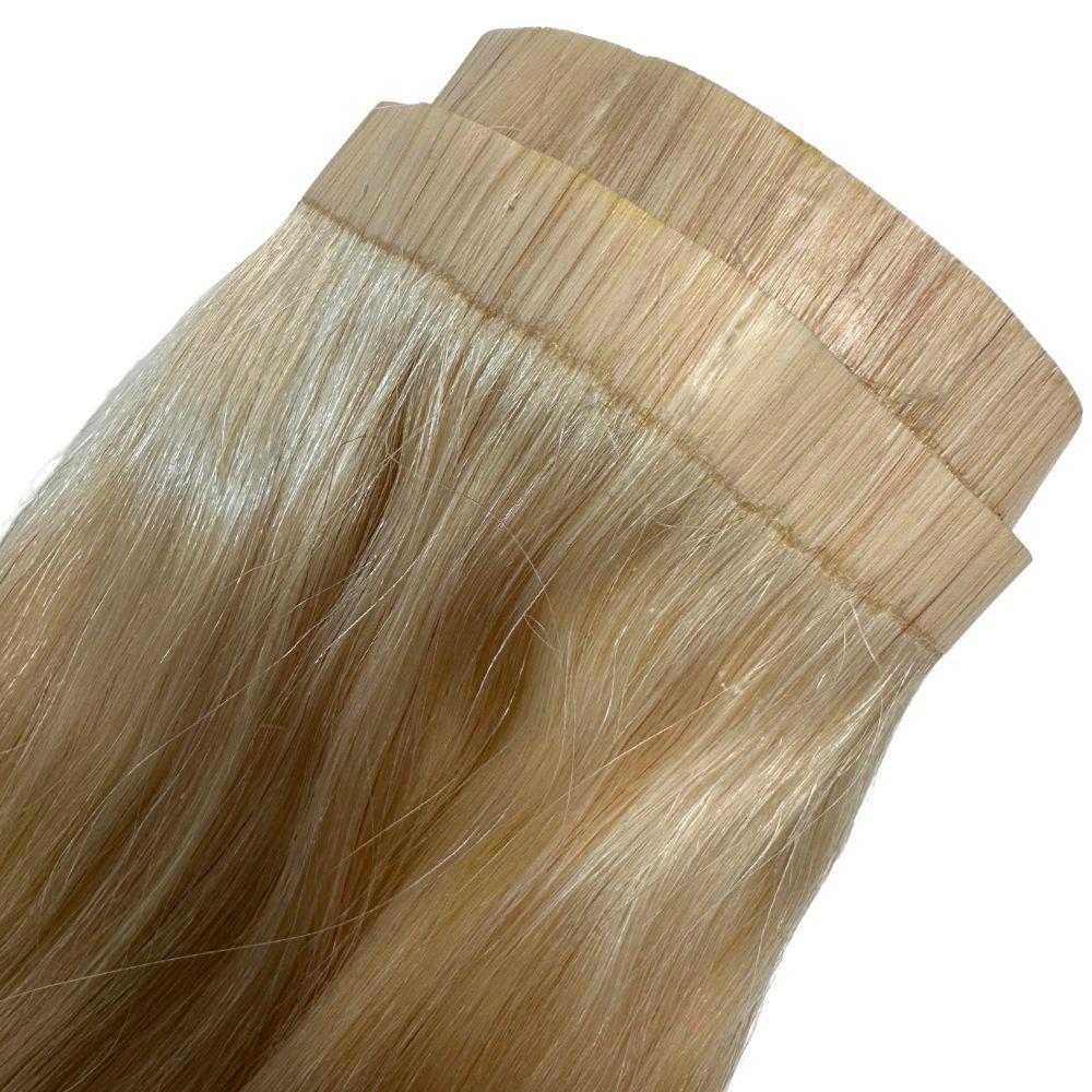 Clip In Hair Extensions - Straight Seamless - Blonde (613) - seamless weft with pu edge detail