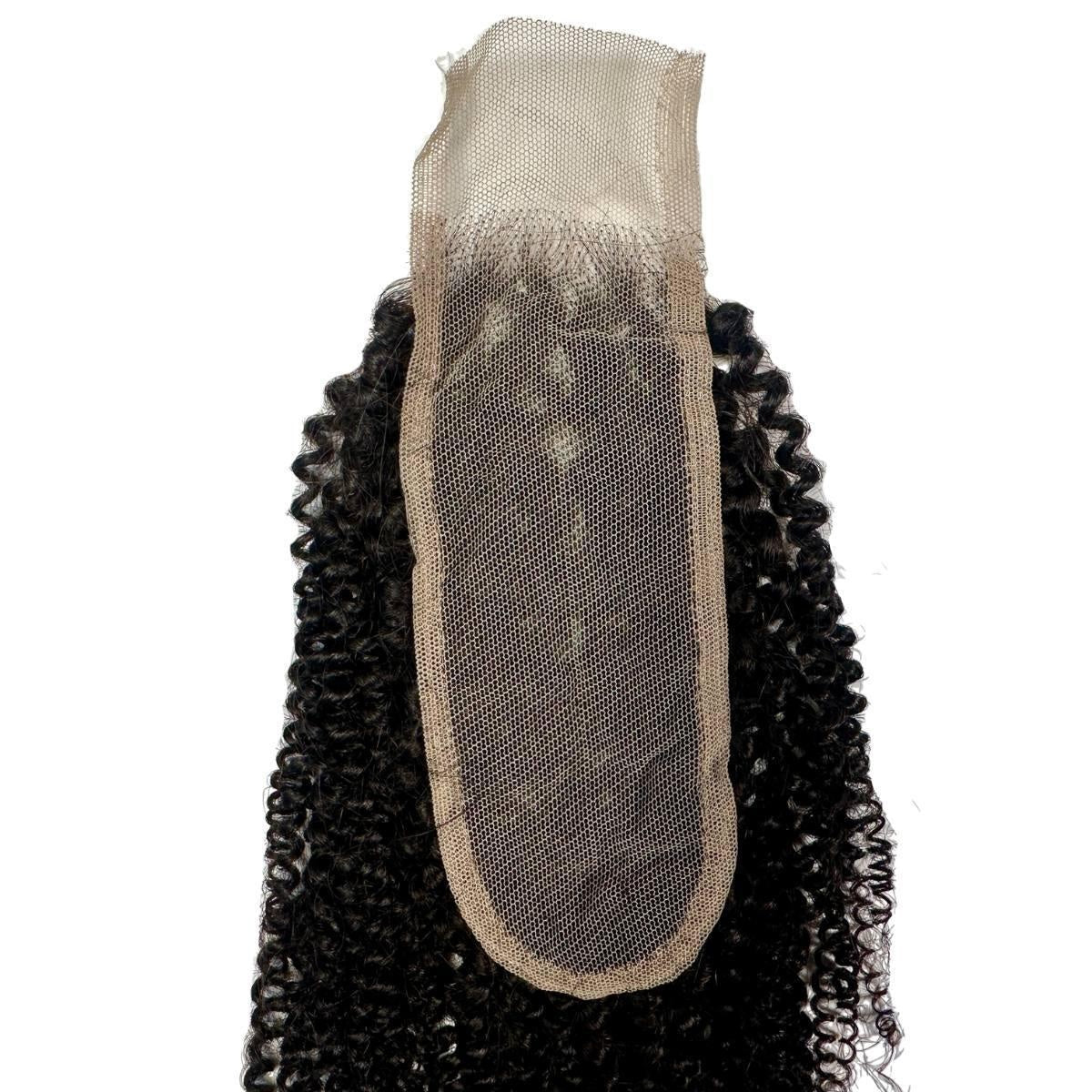 Afro Kinky 2x6 Transparent Lace Closure - transparent lace base close-up