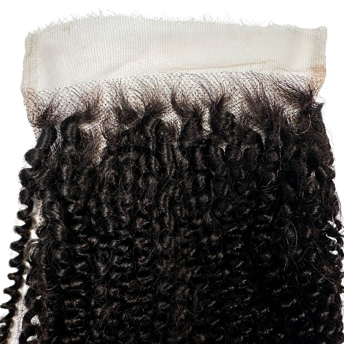Afro Kinky Curly 5x5 HD Lace Closure - lace and curl pattern close-up