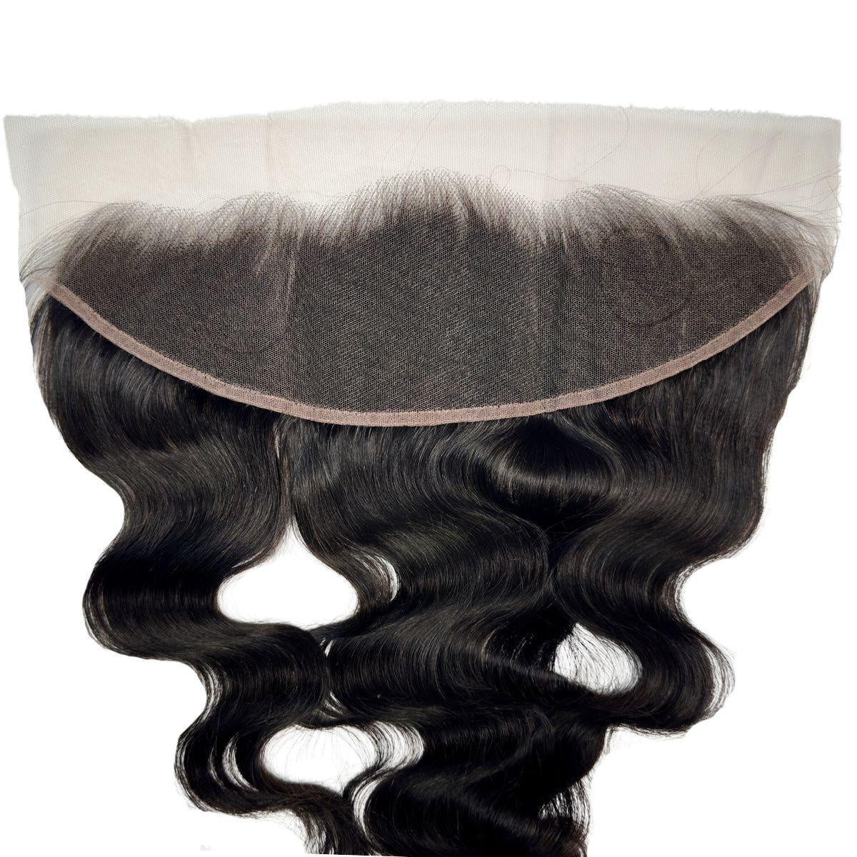Jet Black Body Wave 13x4 HD Lace Frontal - lace base and hairline close-up