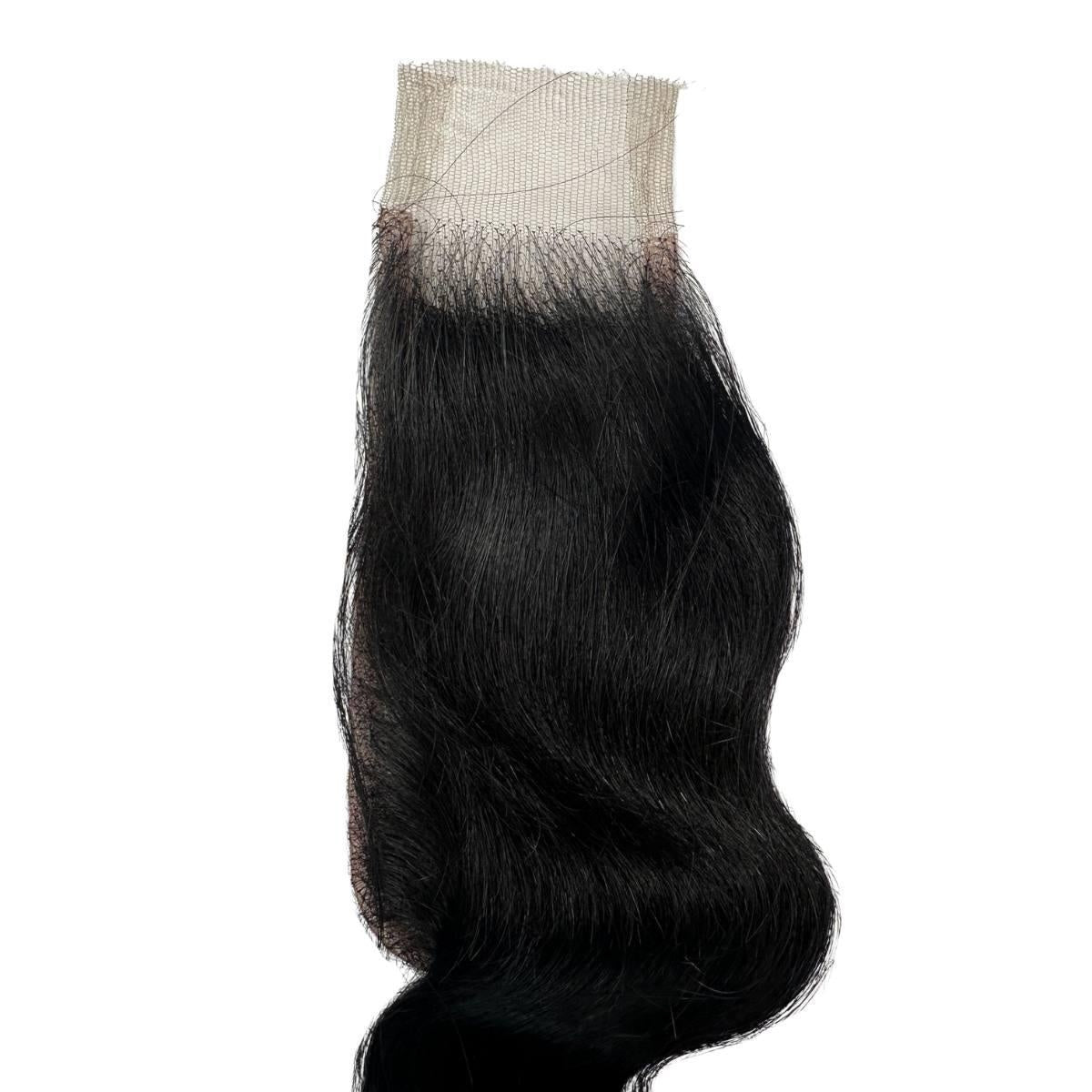 Jet Black Body Wave 2x6 HD Lace Closure - front view, lace and hairline