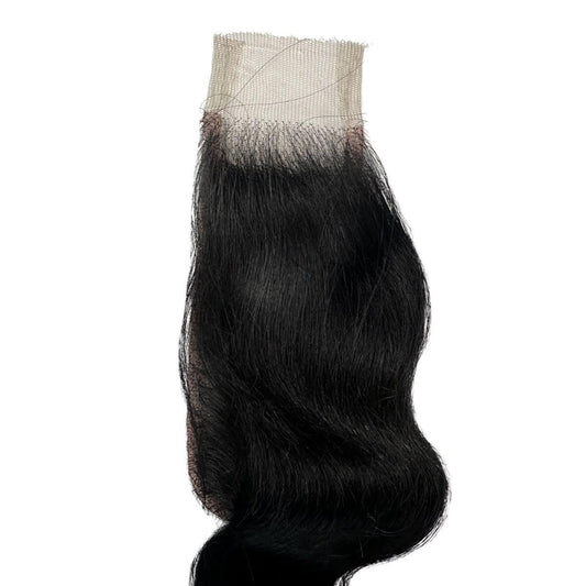 Jet Black Body Wave 2x6 HD Lace Closure - front view, lace and hairline