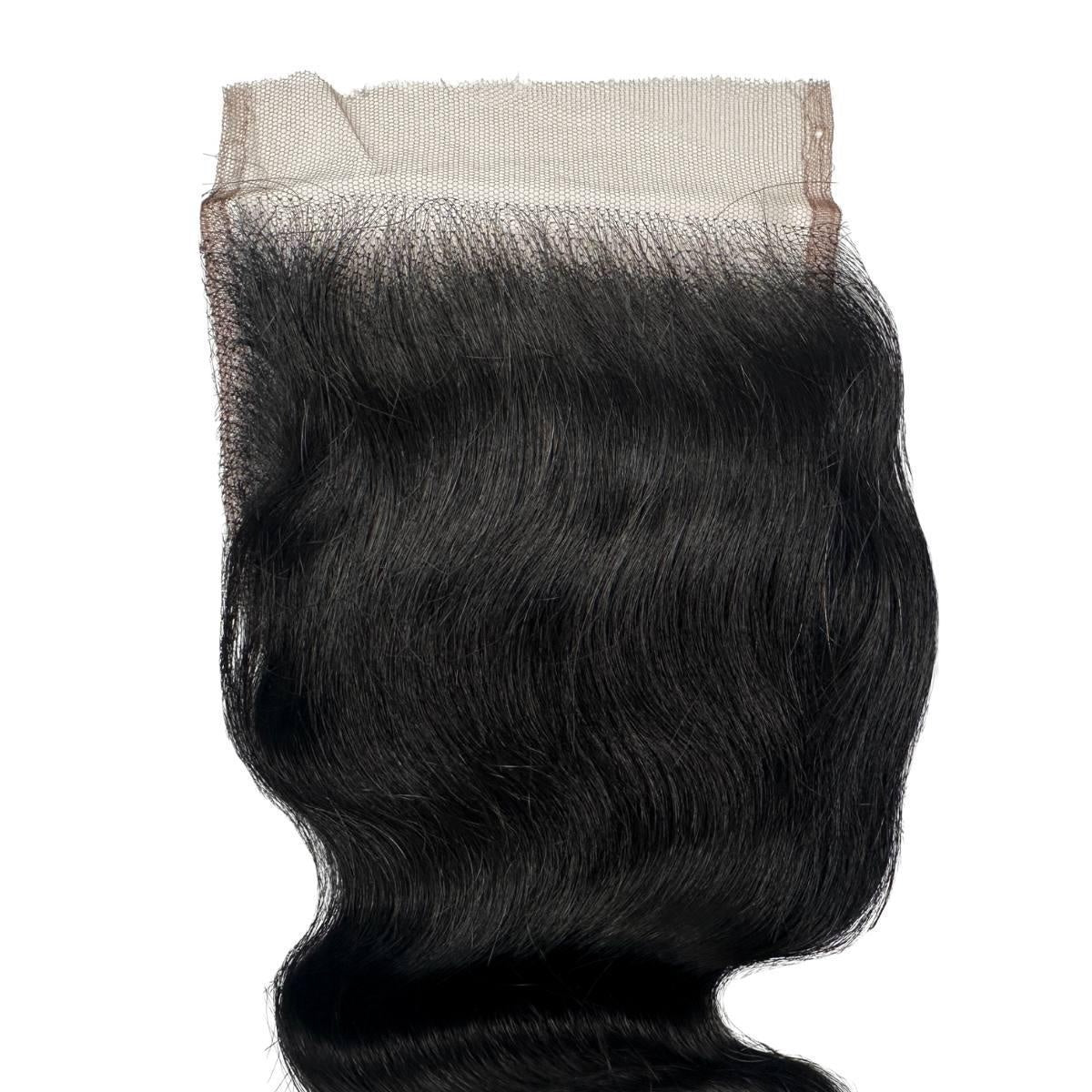 Jet Black Body Wave 4x4 HD Lace Closure - lace closure with hairline detail