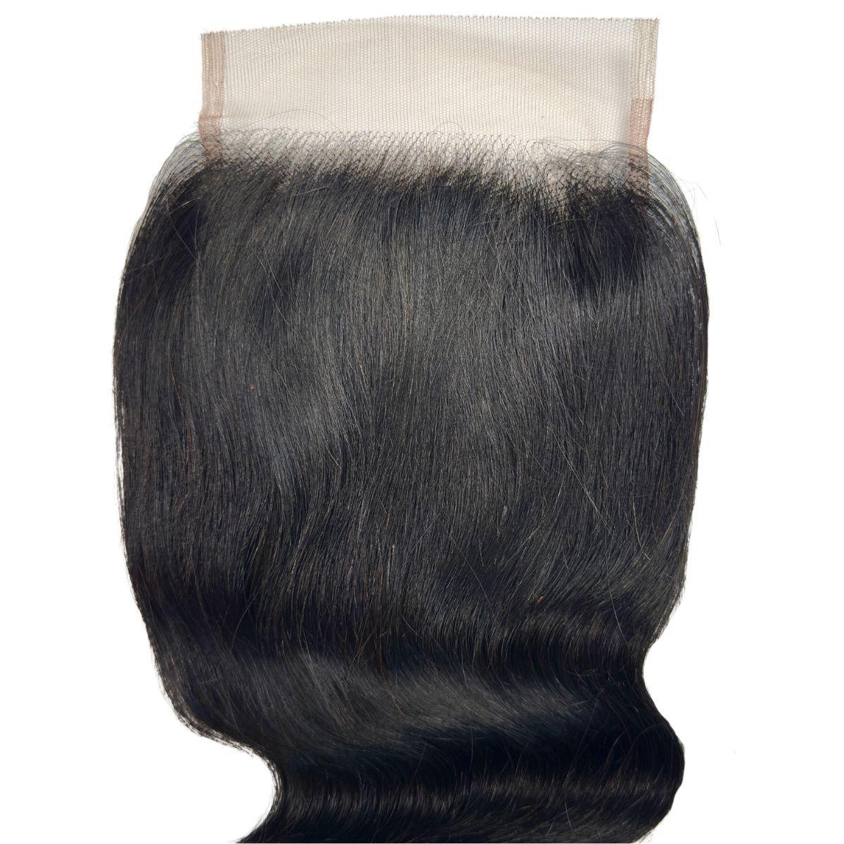 Hair Extensions - Body Wave 5x5 HD Closure - Jet Black (1) - closure piece top view