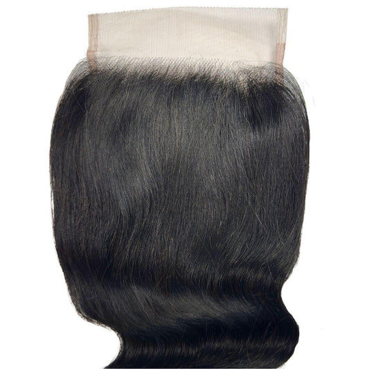 Hair Extensions - Body Wave 5x5 HD Closure - Jet Black (1) - closure piece top view
