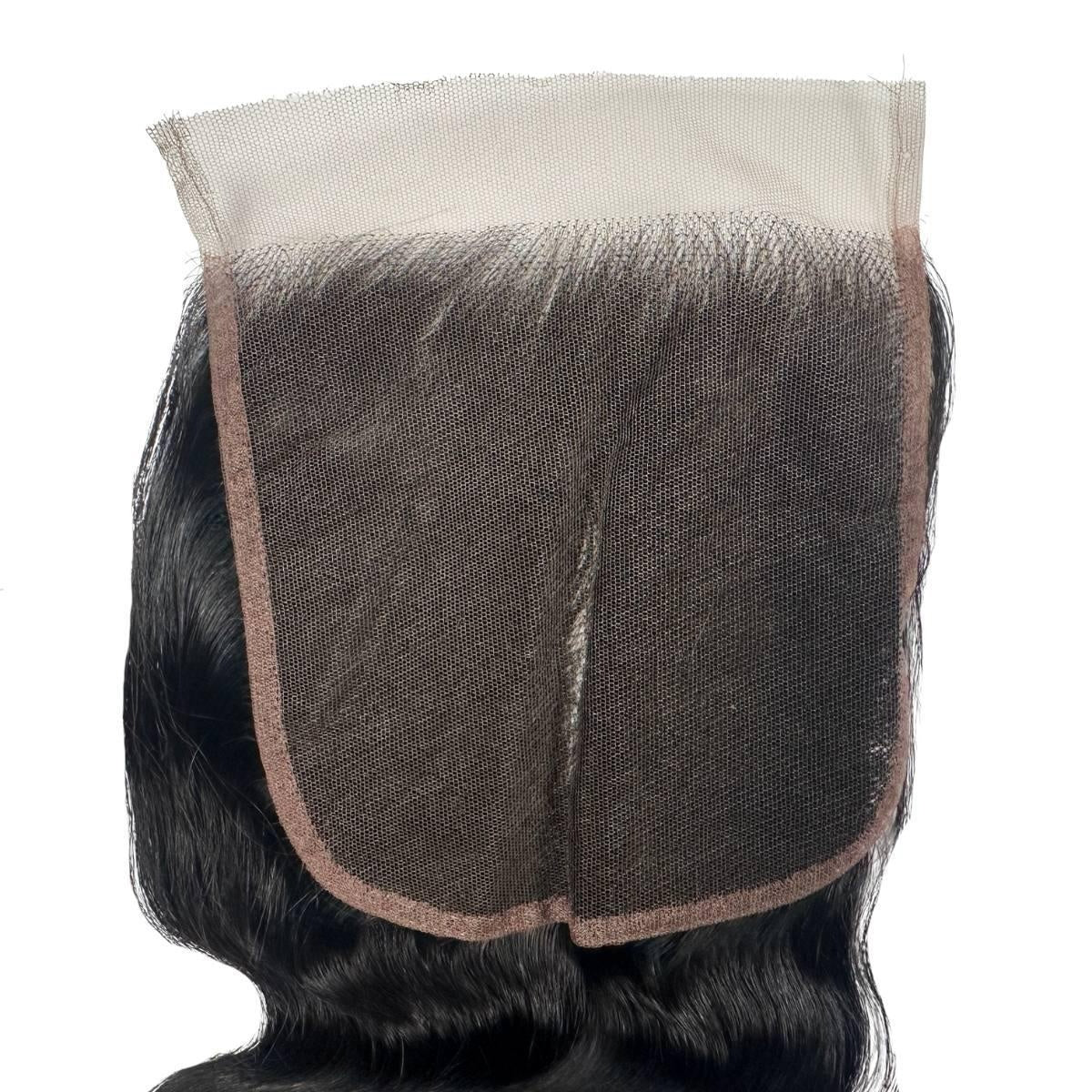 Jet Black Body Wave 6x6 HD Lace Closure - underside of lace closure base
