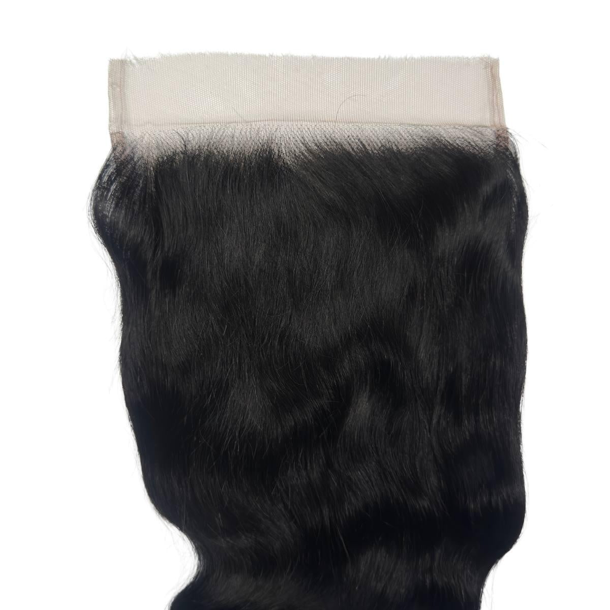 Jet Black Body Wave 7x7 HD Lace Closure - lace top with hairline close-up