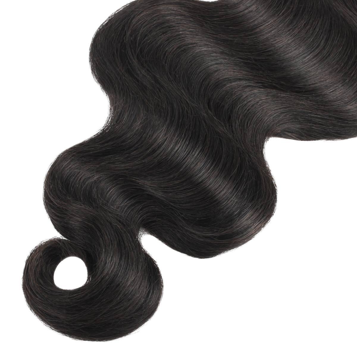 Hair Extensions - Body Wave Bulk Human Braiding Hair - Natural Black (1B) - body wave pattern close-up detail