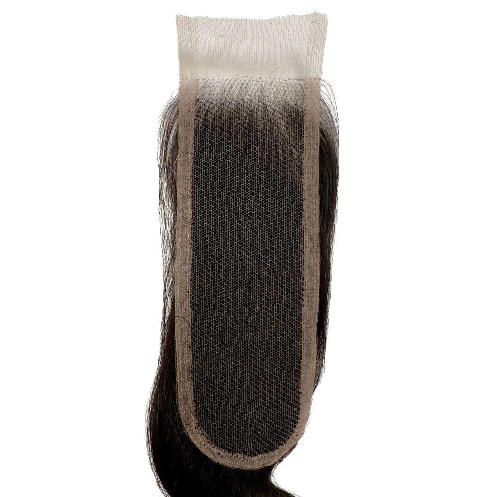 Hair Extensions - Brazilian Body Wave 2x6 HD Closure - Natural Black (1B) - closure piece lace base top view