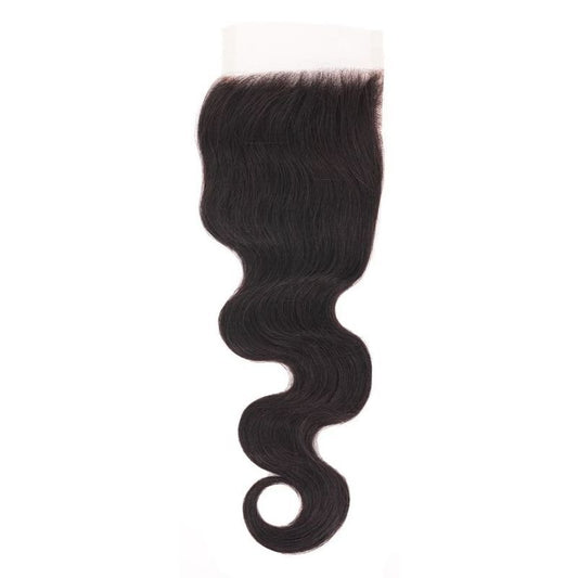 Hair Extensions - Brazilian Body Wave 4x4 HD Closure - Natural Black (1B) - closure piece top view