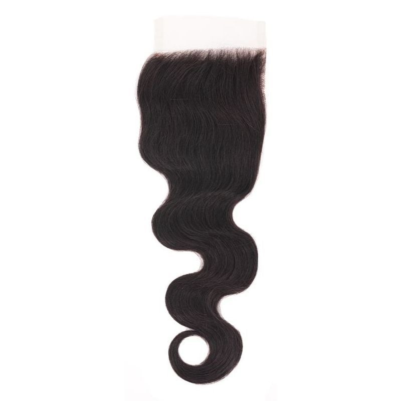 Hair Extensions - Brazilian Body Wave 5x5 HD Closure - Natural Black (1B) - closure piece top view