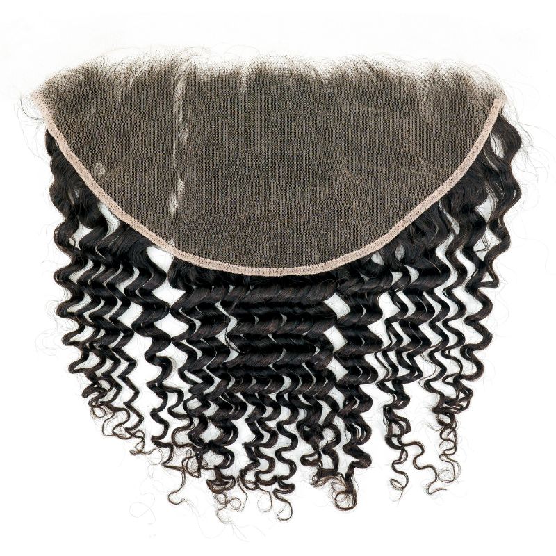 Hair Extensions - Brazilian Deep Wave 13x6 HD Lace Frontal - Natural Black (1B) - frontal lace detail