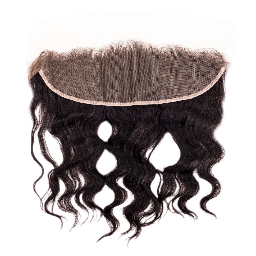 Hair Extensions - Brazilian Loose Wave 13x4 Transparent Frontal - Natural Black (1B) - frontal piece showing lace and waves