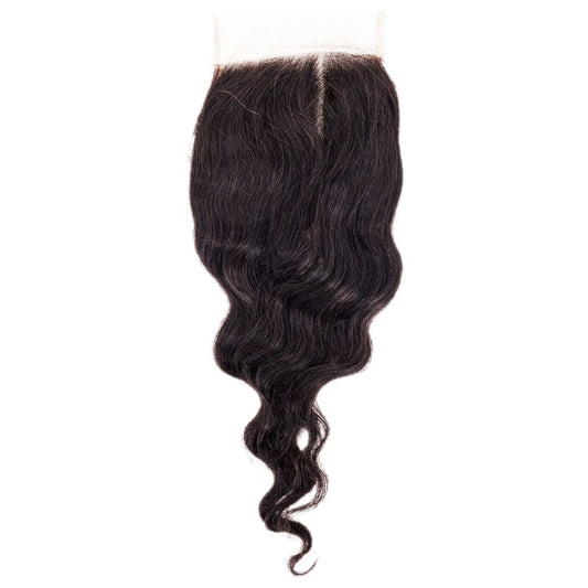 Hair Extensions - Brazilian Loose Wave 4x4 Transparent Closure - Natural Black (1B) - closure with middle part
