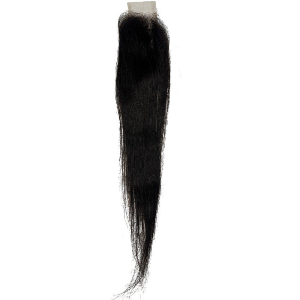 Hair Extensions - Brazilian Silky Straight 2x6 HD Closure - Natural Black (1B) - closure piece top view