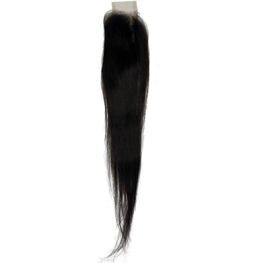 Hair Extensions - Brazilian Silky Straight 2x6 HD Closure - Natural Black (1B) - closure piece top view