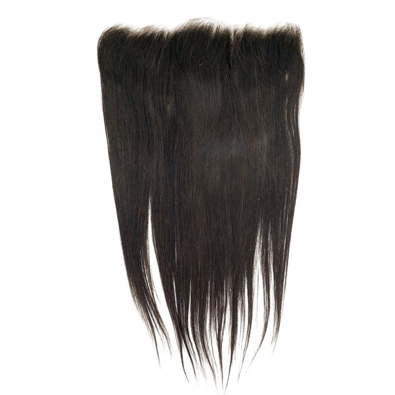 Hair Extensions - Brazilian Straight 13x6 HD Lace Frontal - Natural Black (1B) - frontal piece laid flat
