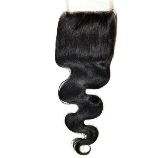 Hair Extensions - Brazilian Transparent Body Wave Closure - Natural Black (1B) - closure piece with body wave pattern