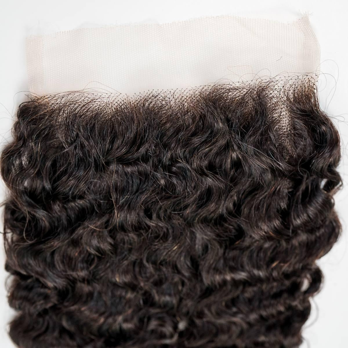 Burmese Curly 5x5 HD Lace Closure - lace top with curl pattern close-up