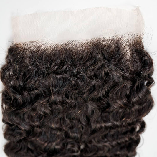 Burmese Curly 5x5 HD Lace Closure - lace top with curl pattern close-up
