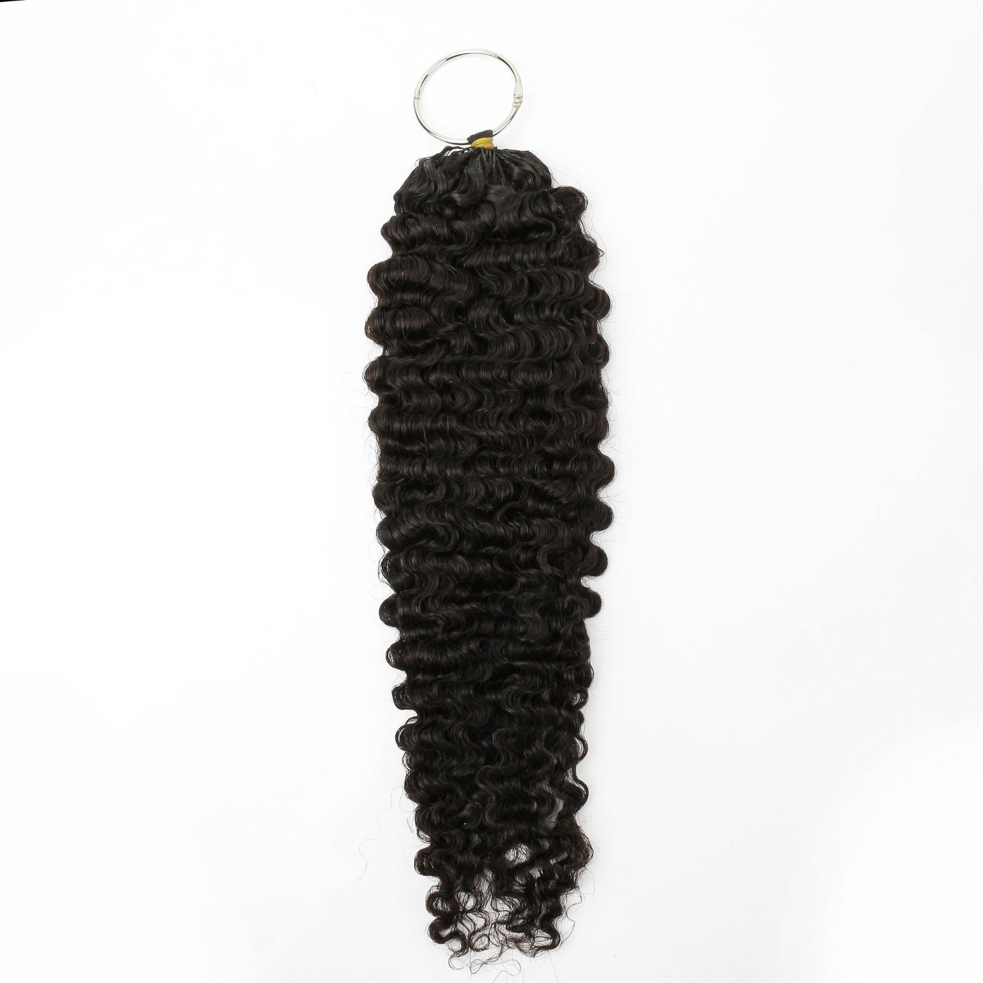 20" Burmese Curly Feather Crochet - full length on metal ring
