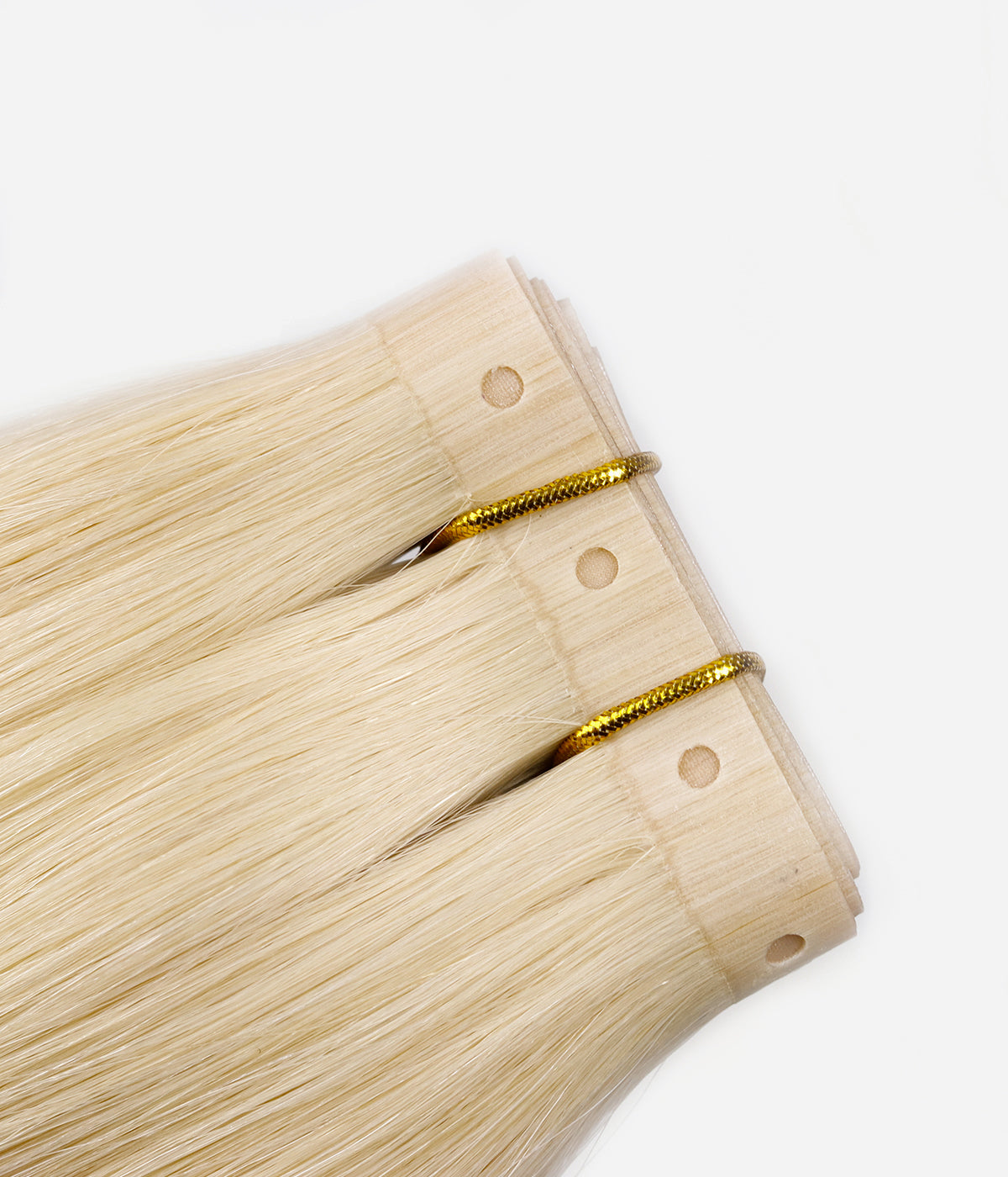 Butterfly Genius Weft - 100% Virgin Human Hair Extensions - weft top showing the pu install holes
