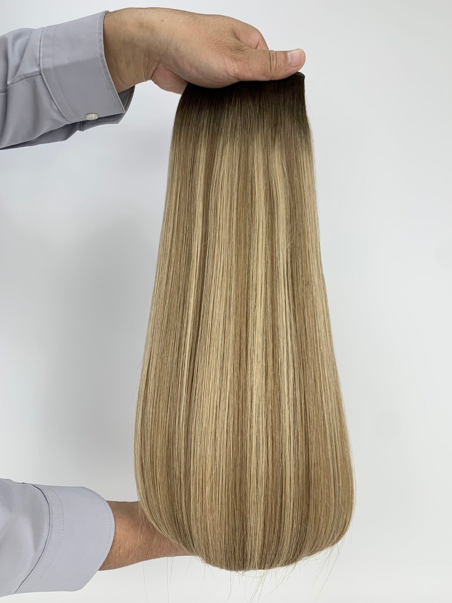 Butterfly Genius Weft - 100% Virgin Human Hair Extensions - dark blonde balayage (#THG) color swatch