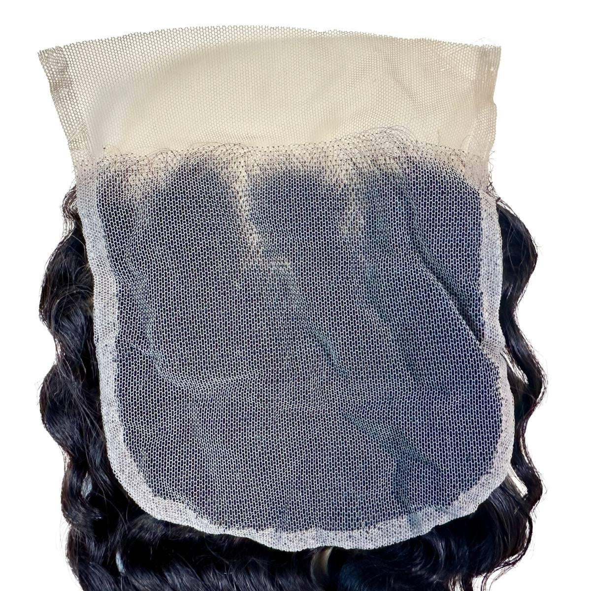 Deep Wave 5x5 Transparent Lace Closure - transparent lace base, inside view