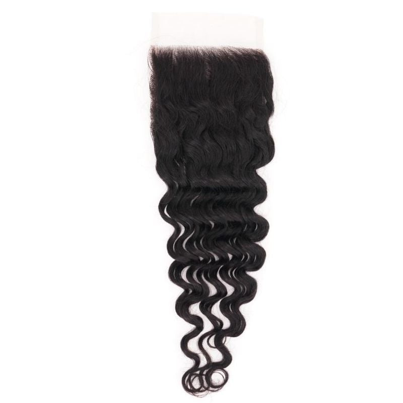 Deep Wave 5x5 Transparent Lace Closure - full closure, deep wave length down