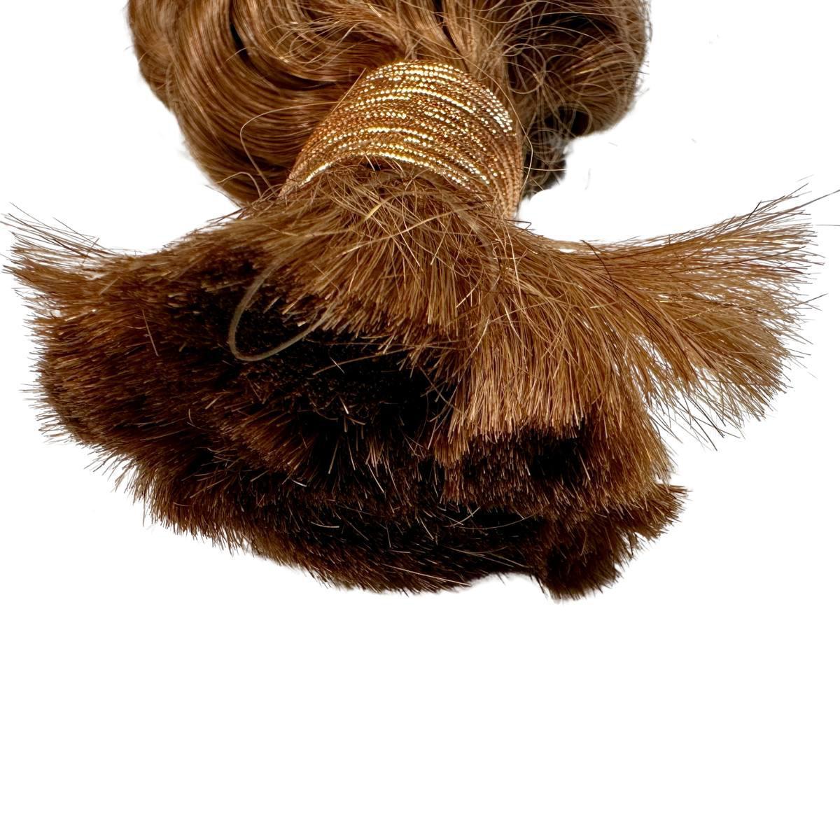 Hair Extensions - Deep Wave Bulk Human Braiding Hair - Auburn (30) - bulk bundle tied end close-up