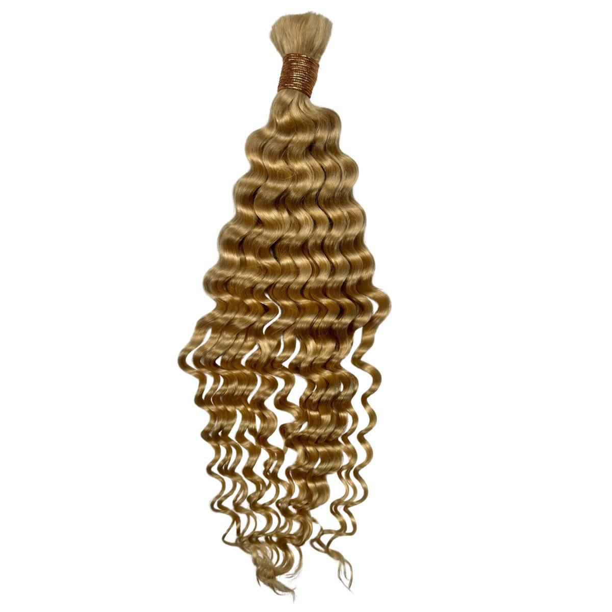 Hair Extensions - Deep Wave Bulk Human Braiding Hair - Blonde (613) - single bundle full length