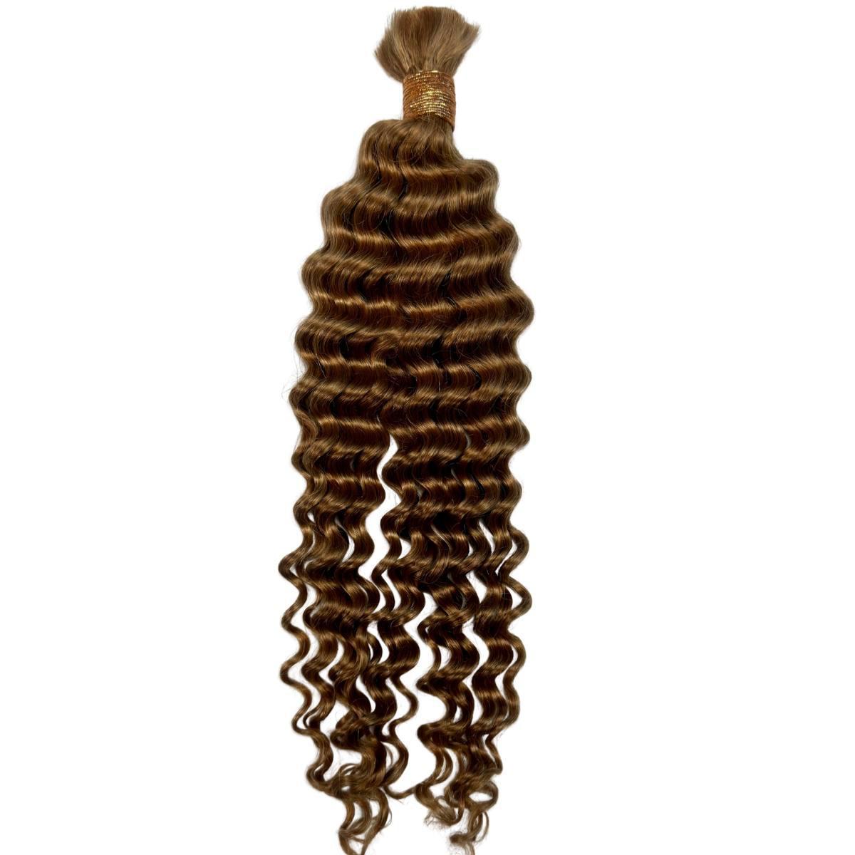 Hair Extensions - Deep Wave Bulk Human Braiding Hair - Honey Blonde (27) - single bundle full length
