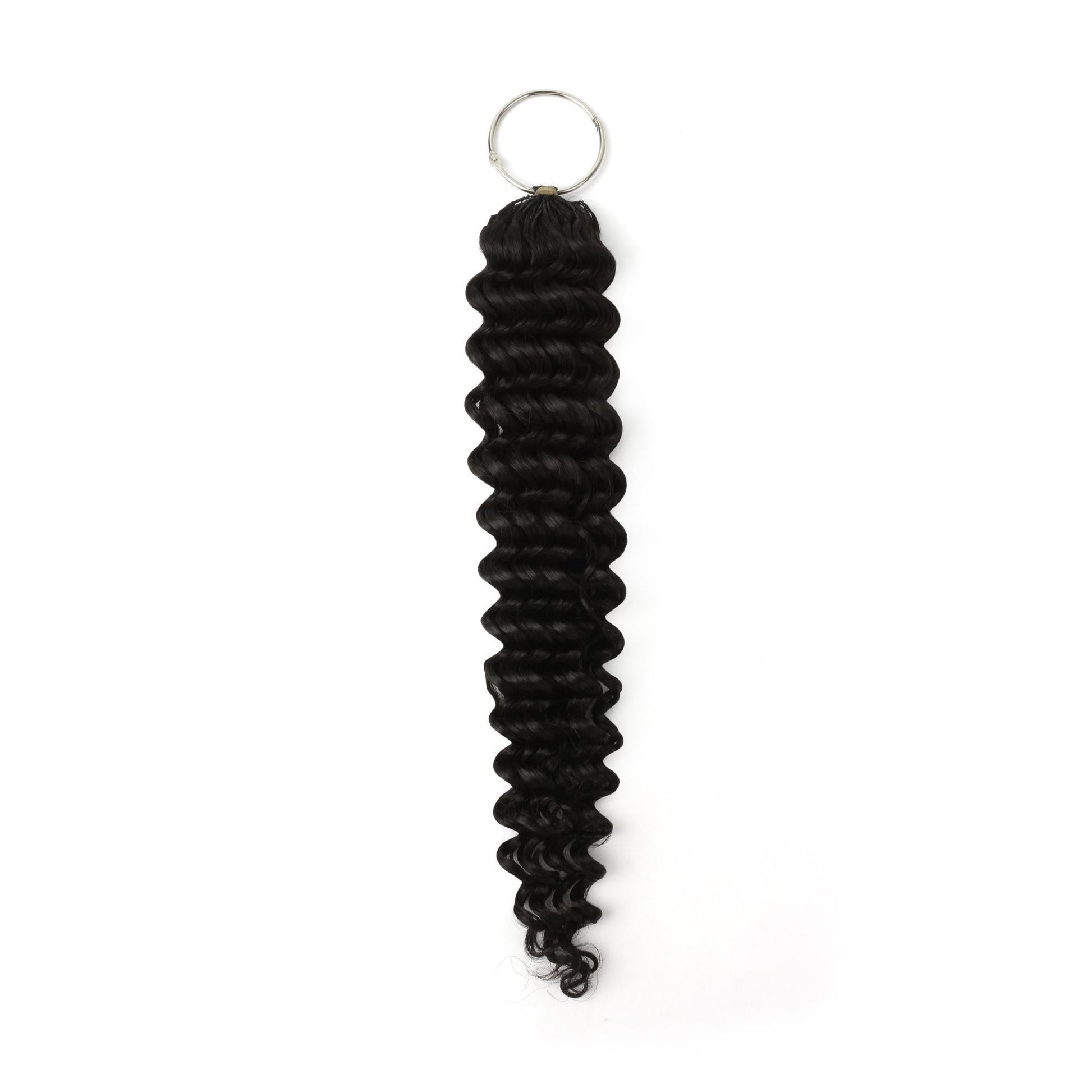 20" Deep Wave Feather Crochet - full strand on metal ring