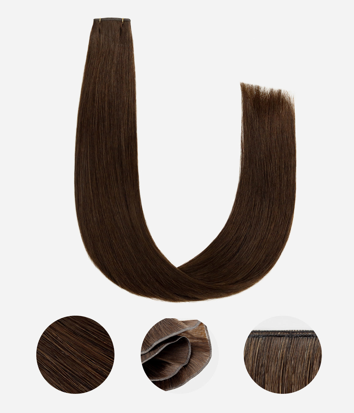 Genius Weft - 100% Virgin Remy Human Hair Extensions - weft construction showing ultra-thin base