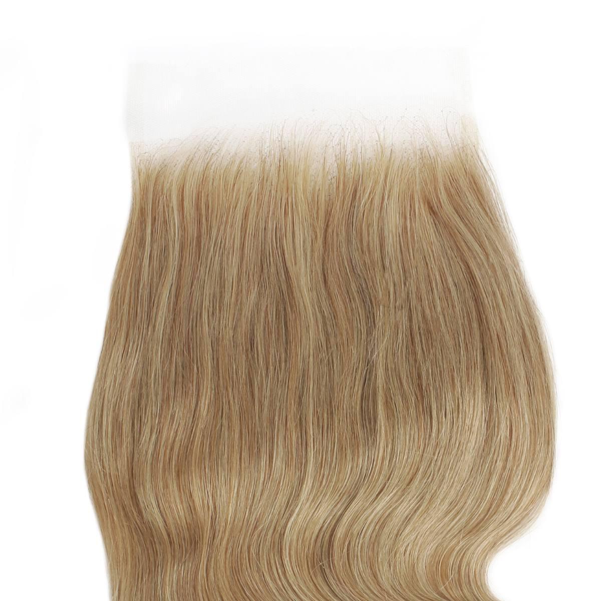 Hair Extensions - Body Wave 5x5 HD Closure - Honey Blonde (27) - closure piece with lace base showing body wave