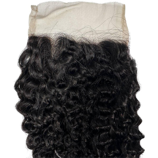 Jerry Curl 4x4 Transparent Lace Closure - lace top with curls below
