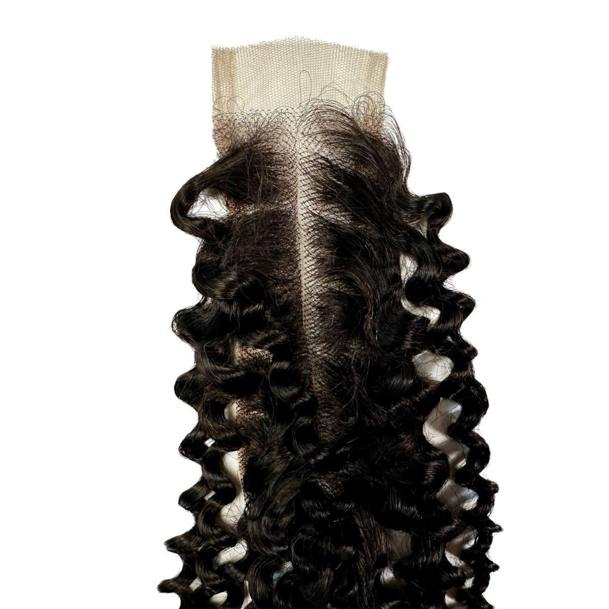 Kinky Curly 2x6 HD Lace Closure - hair side down, curl pattern